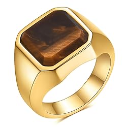 MYNENEY 14K Gold/Silver/Black Plated Square Signet
