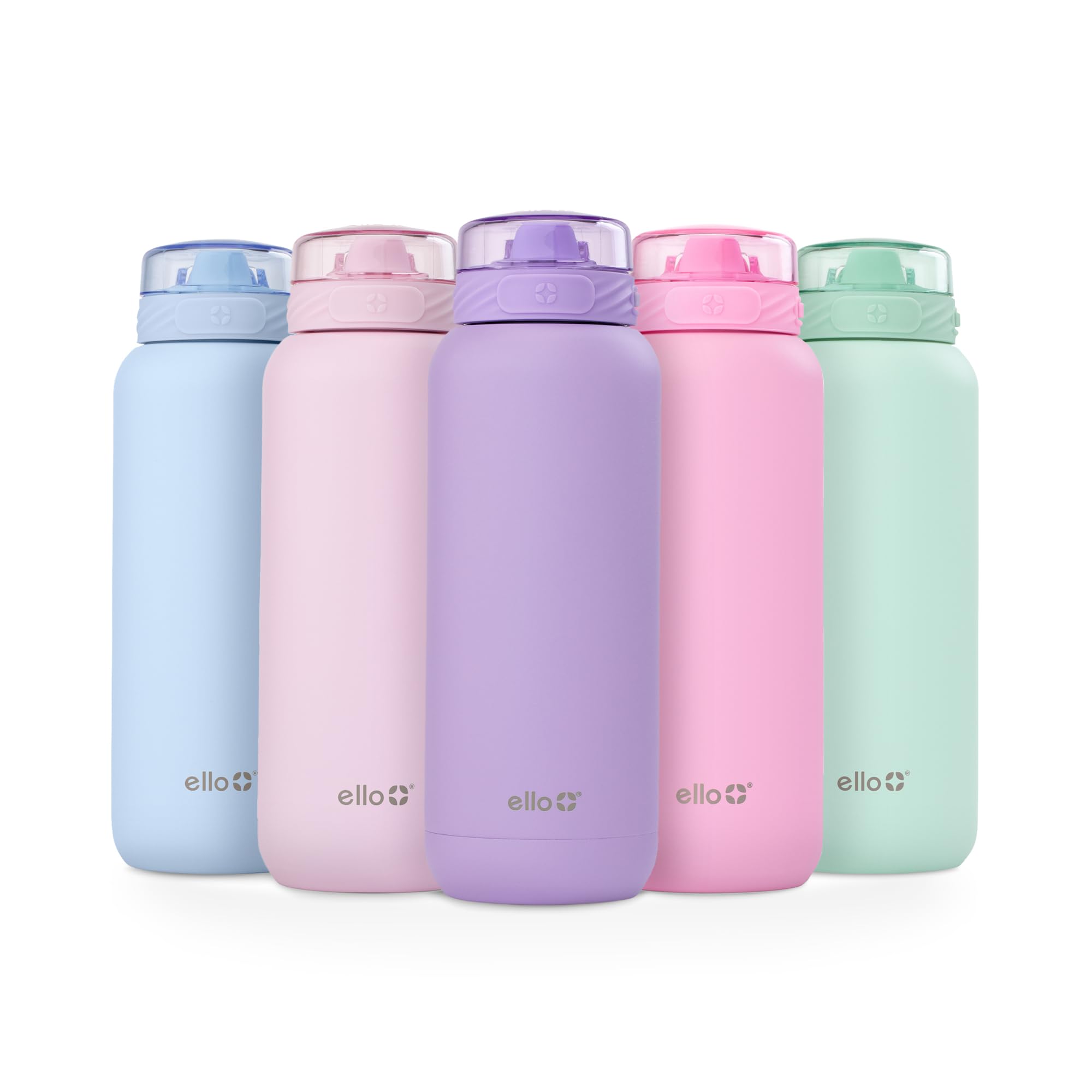 Photo 1 of ***(MINOR DAMAGE/ DENTS)***Ello Cooper 40oz Stainless Steel Water Bottle with Straw and Carry Handle, Double Walled and Vacuum Insulated Metal, Leak Proof Locking Lid with Soft Silicone Spout, Reusable, BPA Free, Lilac