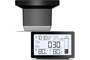ASENRON Wireless Rain Gauge Outdoor, Self-Emptying Digital Rain Gauges Outdoors Best Rated, Electronic Rain Measure Gauge for Yard, Freeze Proof Rain Gauge with Thermometer, Remote Rain Meter for Garden