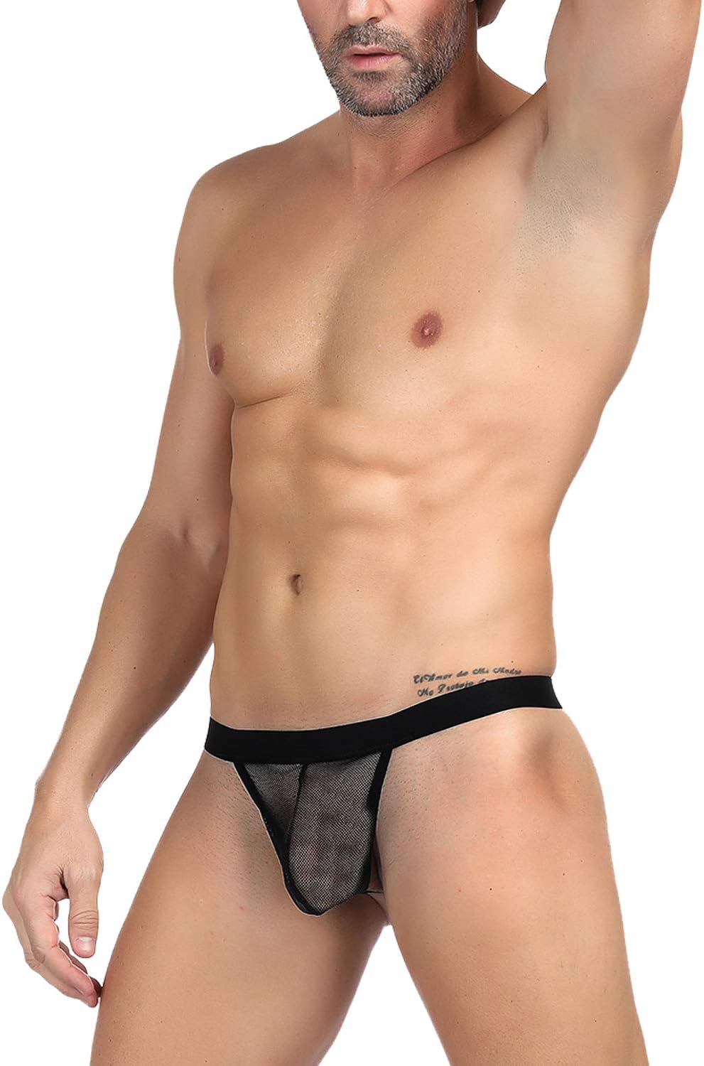 LOVERG Men's Innerwear Lingerie Thong Brief G String Underwear (Free Size Waist 28"-34" Inches)