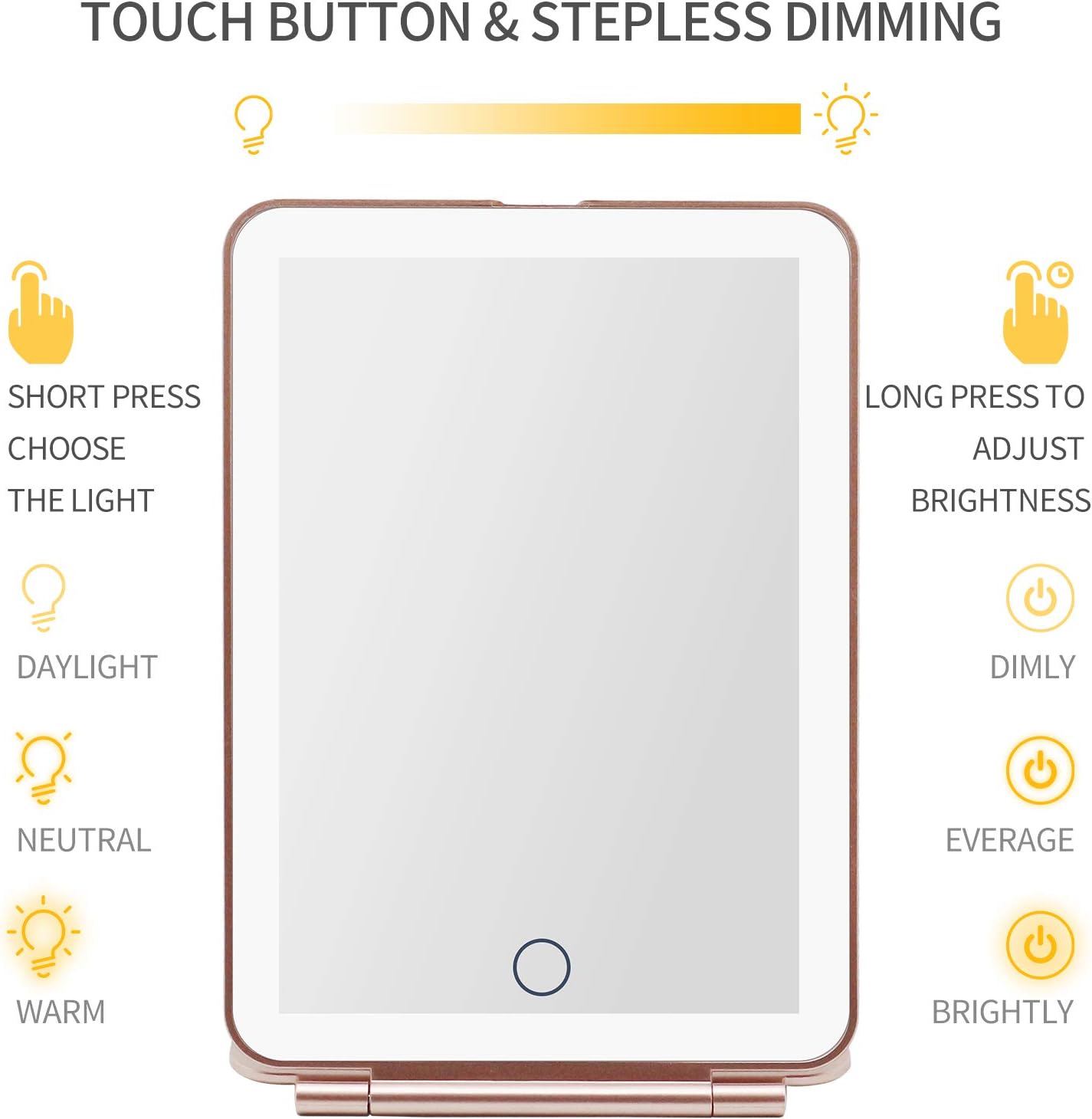 ISFORU LED Travel Makeup Mirror, 3 Colour Light Rechargeable Portable Compact Vanity Mirror - Image 3