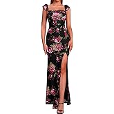 Auraxe Summer Floral Bodycon Long Wedding Guest Dresses for Women Elegant Slit Backless Maxi Cocktail Party Dress 2026