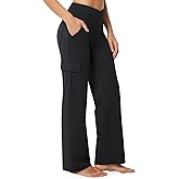 Casei Women's Wide Leg Yoga Pants with 6 Pockets Stretchy Cargo Work Dress Pants High Waisted Travel Scrub Trousers