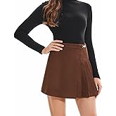 DIASHINY Womens Faux Suede Mini Skirt Above Knee Length Wrap A Line Winter Spring Fall