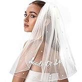 Froova Bride to Be Veil Tulle Bow Pearl Veil for Bachelorette Party Bride to Be Embroidered Women Headpiece for Bridal Shower