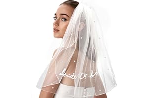 Froova Bride to Be Veil Tulle Bow Pearl Veil for Bachelorette Party Bride to Be Embroidered Women Headpiece for Bridal Shower