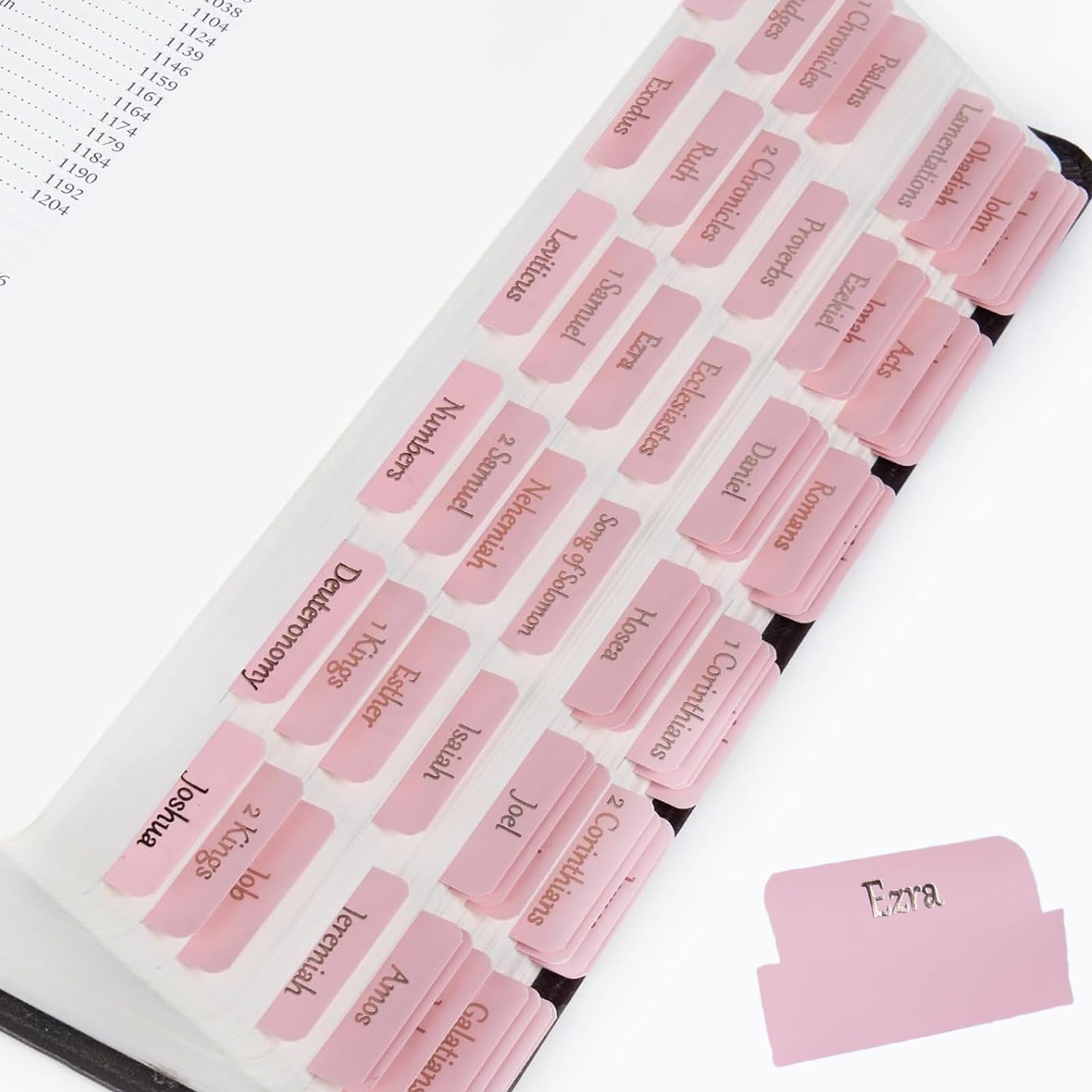 Bible Tabs, Bible Tabs for Study Bible, 90 Tabs in Total, Old and New Testament Studying with Blank Laminated Bible Tabs Pink for Women, Bible Journaling Supplies(Gold Letters)