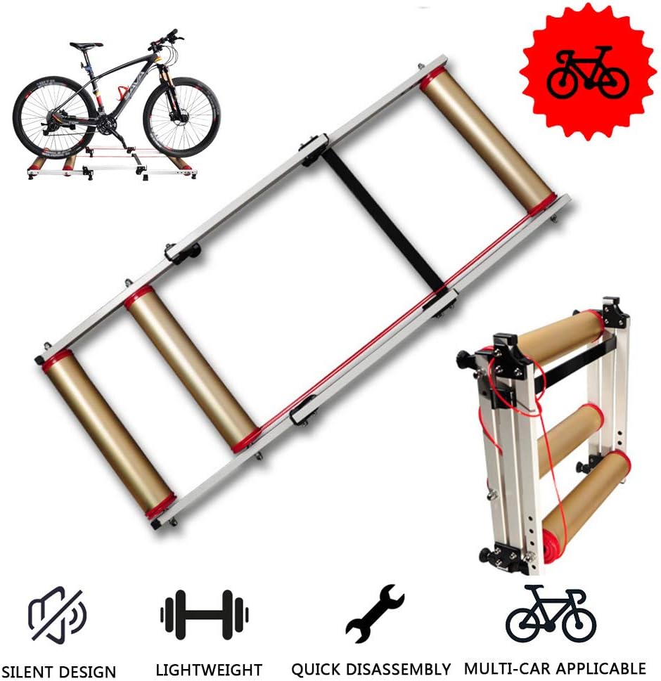 FHUILI Foldable Bike Trainer - Bike Turbo Trainer - Foldable Indoor Bike Trainer - Bike Trainer Stand Bicycle Training Bracket MTB Road Cycling Roller Bicycle Exercise