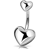 Melighting Titanium Belly Button Ring 14G Heart Belly Ring Internally Threaded G23 Titanium Navel Piercing Hoop Navel Barbell Body Piercing Jewelry 10/12/14/16 mm