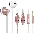ibrain Air Tube Headphones EMF Free Airtube Earbuds Wired for Safe Listening Mode Air Tube Headset Noise Isolating in-Ear Earbud with Mic - Rose Gold