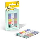 Post-it Flags, .47 x 1.7 in, Assorted Pastels, 1 Pack Dispenser, 100 Flags | Removable Page Markers for Planners, Journals, and Calendars