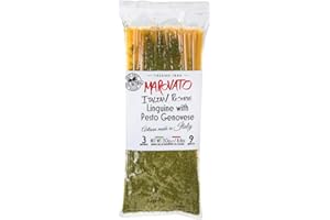 Tiberino's Linguine with Pesto Genovese - All Natural & Non-GMO Italian Pasta, 8.8oz - Imported from Italy, No Additives, Preservatives or Artificial Coloring, Sun-Dried Ingredients & No-Strain Needed