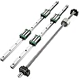 VEVOR Linear Guide Rail, 2PCS HGR20-1000mm Linear Slide Rail + 1Pcs RM1605-1000mm Ballscrew with BF12/BK12 Kit, Coupling, Slide Blocks Linear Guide Rail Set for DIY CNC Routers Lathes Mills