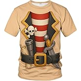 LAOLIUSN Funny Pirate Costume T-Shirt Novelty Short Sleeve Crewneck Shirt