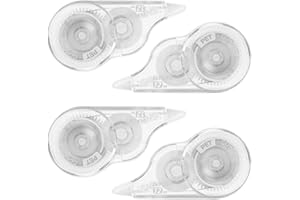 JEFURE 4 Pcs 39.4 Ft Correction Tape, Tear-Resistant Tape Bulk for School, Office, Note Taking, Journal (Tape Width 0.2 in, Clear)