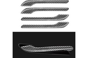 Femibon Door Handle Cover FIt for Tesla Model 3/Model y 2017-2024,Carbon Fiber Door Handle Wrap for Car Door Handle Sills Protection Wrap Accessories 4PCS (Gloss Carbon Fiber Pattern)