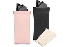 Sightor Sunglass Case, 2 Pcs Soft Eyeglass Cases for Women Portable Squeeze Top Leather Glasses Pouch