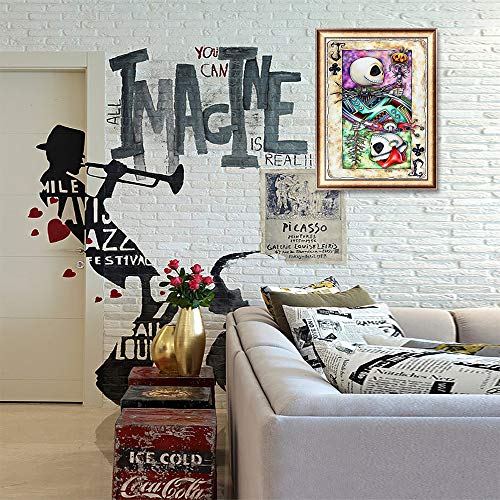 5D Full Drill Diamond Painting Kit,UNIME DIY Diamond Rhinestone Painting Kits for Adults and Children Embroidery Arts Craft Home Decor 12 x 16 inch (Poker Jack Skull)