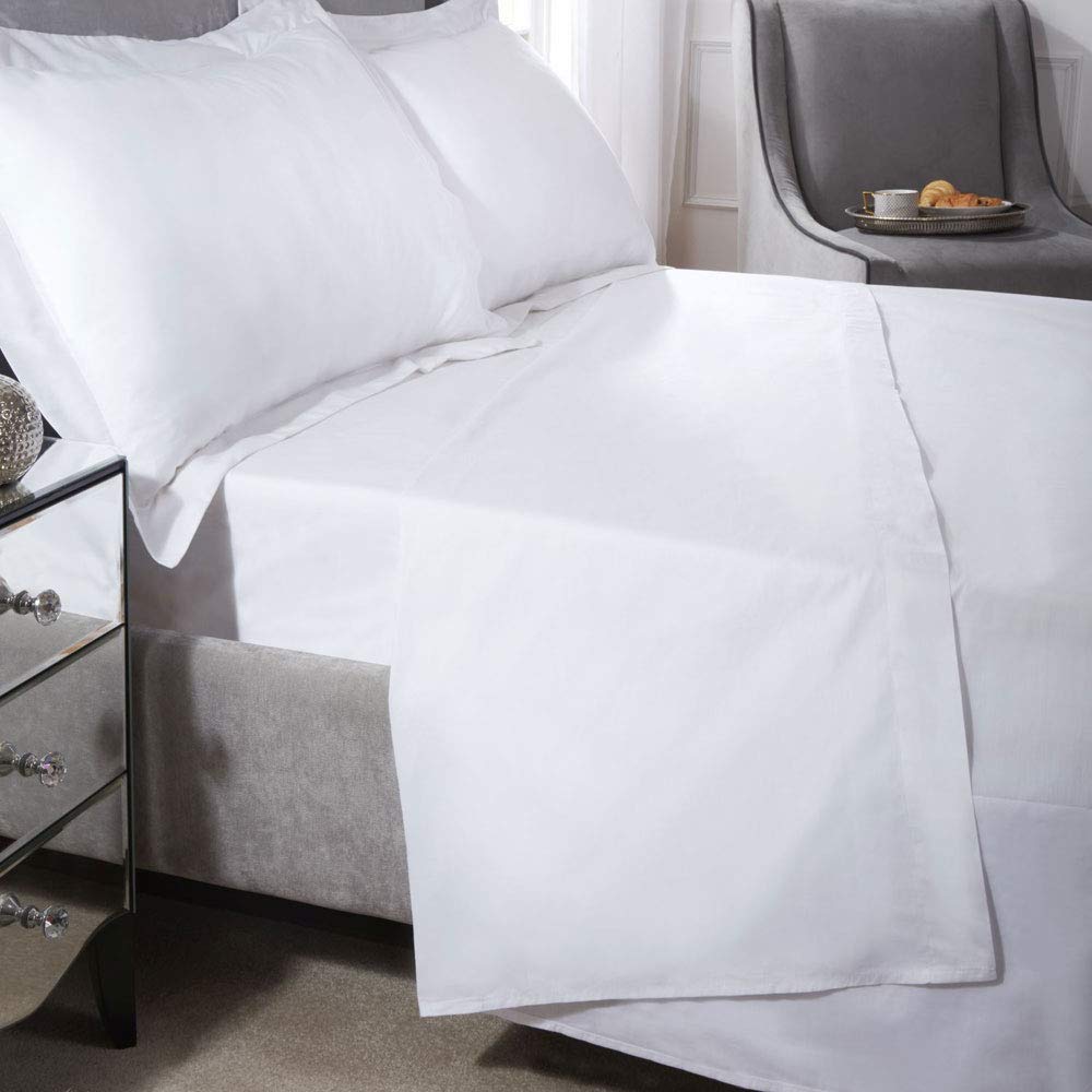 Emma Barclay 200 Thread Count Luxury Egyptian Cotton Flat Sheet in White - Super King Bed