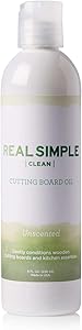Real Simple Clean 100% Food Grade Mineral Oil, for Cutting Boards, Butcher Blocks, and Kitchen Essentials, Made in USA and Not Tested on Animals, Unscented, 8 oz