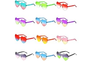 Astrymtic Heart Sunglasses Rimless Glasses, Colorful Heart Glasses Party Glasses, Transparent Candy Color Frameless Glasses f