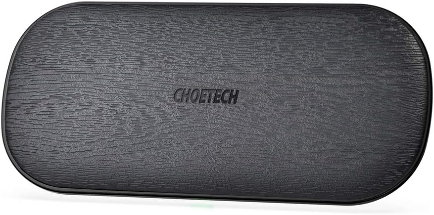 CHOETECH Dual Fast Wireless Charger, 5 Coils Qi Certified Double Wireless Charging Pad Compatible with iPhone 11/11 Pro Max/X/XS/XS Max, Samsung Galaxy Note 10/Note 10+/S10, New AirPods(No AC Adapter)