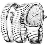 DAXIAOYU Fashion Women's Quartz Watch Serpentine Inlaid Diamond Golden Ladies Watches Light Luxury Bracelet Clock