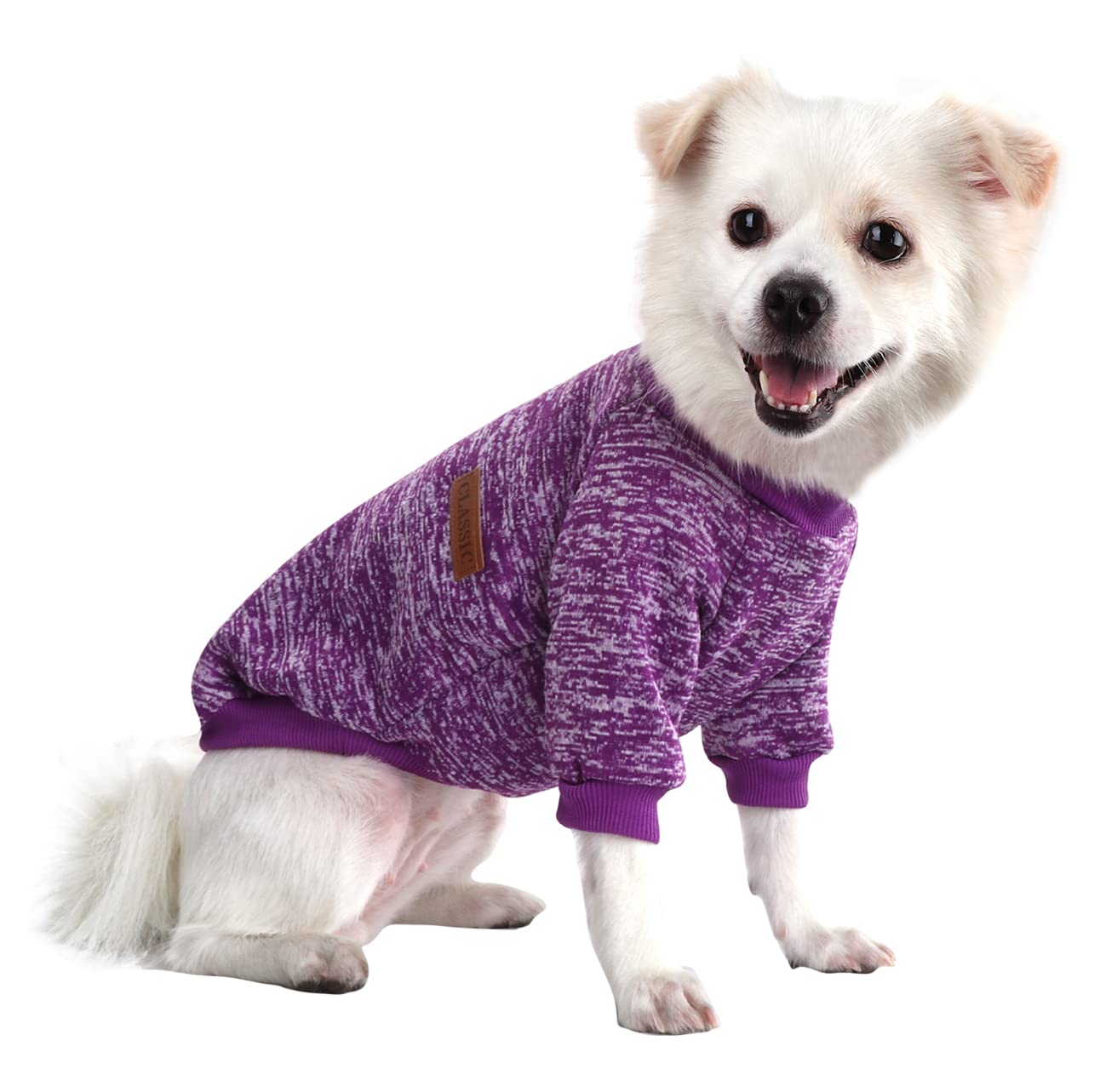 HuaLiSiJi Small Dog Jumper Small Dog Sweatshirt Chihuahua Jumper Fleece Inside Soft Cozy, Colour Vibrant Easy to Take On and Off (Purple, S)