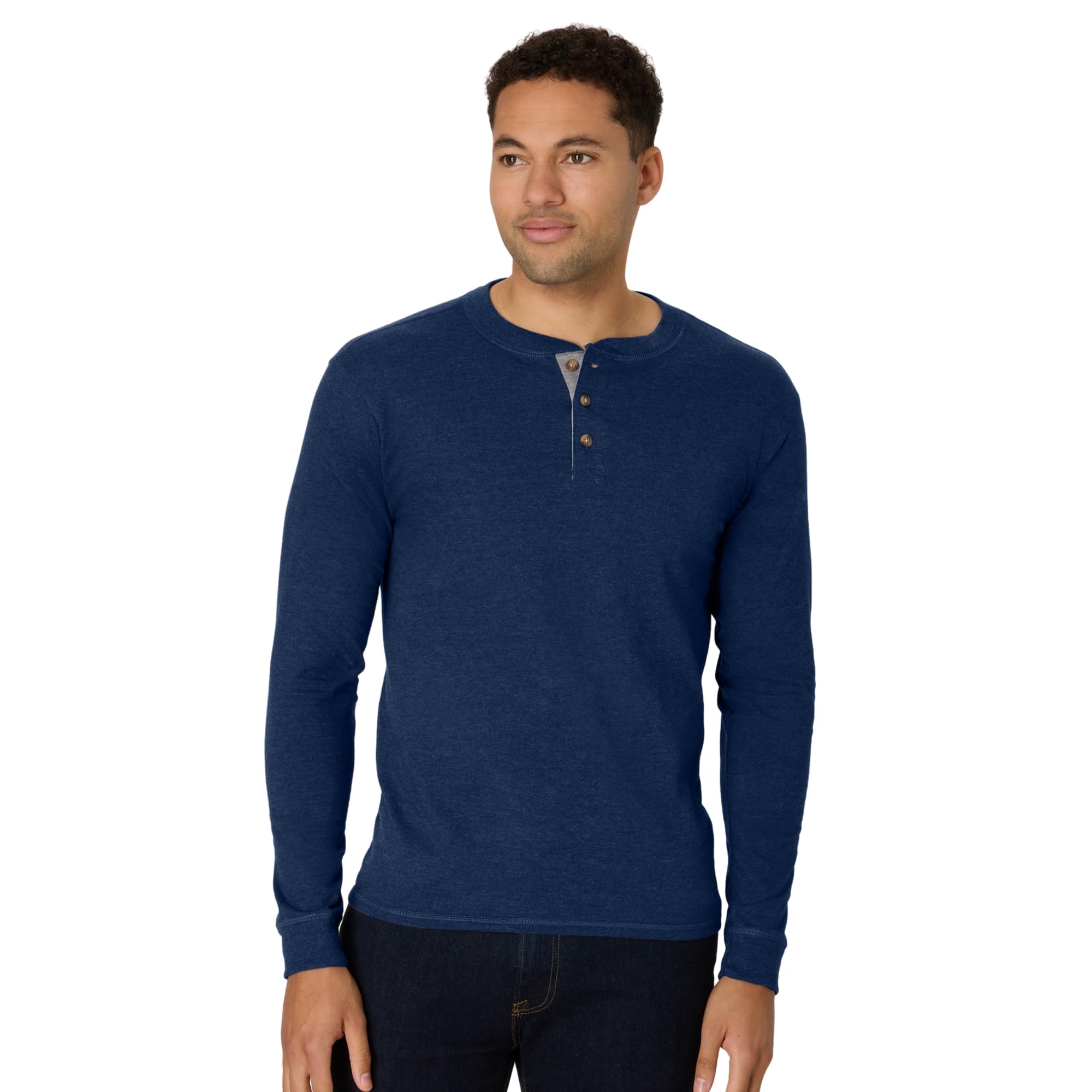 Hanes Men's Beefy Long Sleeve Three-Button Henley