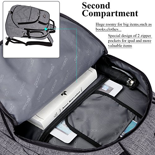 Laptop Backpack 18.4 Inch,SOCKO Nylon Water-Resistant Durable Travel Bag Hiking Knapsack Rucksack Backpack College Shoulder Back Pack for 18-18.4 Inches Laptop Notebook Computer,Grey