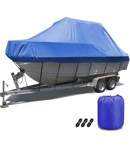 1200D Wake Tower Boat Cover,Heavy Duty Waterproof Wakeboard Boat Cover With Adjustable Metal Buckle,Fits 21ft - 23ft V-Hull Boats With Ski/Wakeboard Tower,Jet Black - View #7