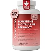 L-Arginine 590 mg, L-Citrulline 266 mg & Beetroot (Per Serving: 2 Capsules) – 3-in-1 Nitric Oxide, Circulation & Energy – 180