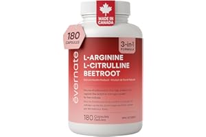 L-Arginine 590 mg, L-Citrulline 266 mg & Beetroot (Per Serving: 2 Capsules) – 3-in-1 Nitric Oxide, Circulation & Energy – 180