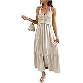 SHENHE Women's Boho Sleeveless Maxi Dress Ruffled Beach Sundress Casual Flowy Summer Dresses