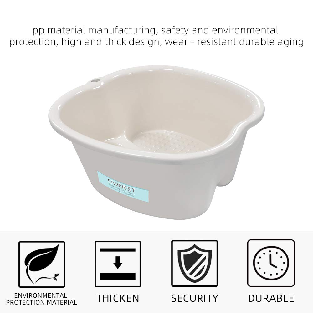 Ownest Foot Bath Spa,Water Spa and Foot Massage, Sturdy Plastic Foot Basin for Soaking Foot,Toe Nails, and Ankles,Pedicure,Portable Foot Tub-White: Kitchen & Dining