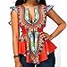 Highpot Womens Dashiki Tops African Printed Zipper Slim Fit T Shirts Blouse