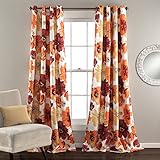 Lush Decor Leah Floral Room Darkening Window Panel Curtain Set for Living, Dining, Bedroom (Pair), 84