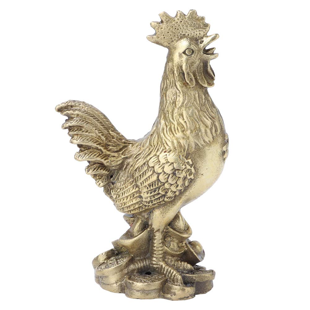 Pure Brass Rooster Sculptures Feng Shui Ornament, Luck Wealth Chicken Ornaments Rooster Chicken Feng Shui Home Decorations Crafts Statues