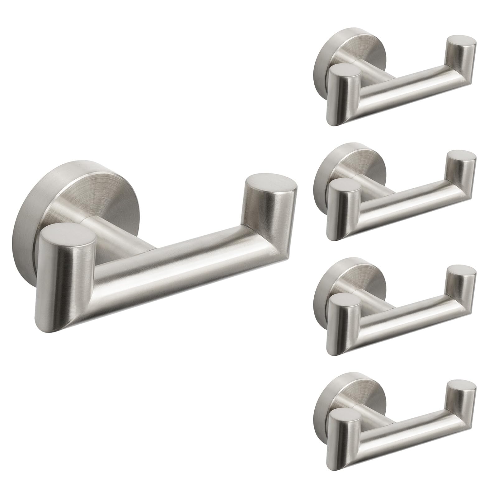 Photo 1 of NearMoon Bathroom Double Towel Hook- SUS304 Stainless Steel Robe Towel Holder, Heavy Duty Double Coat Hook for Bathroom Livingroom Kitchen Wall Mounted (Brushed Nickel-U, 2 Pack)