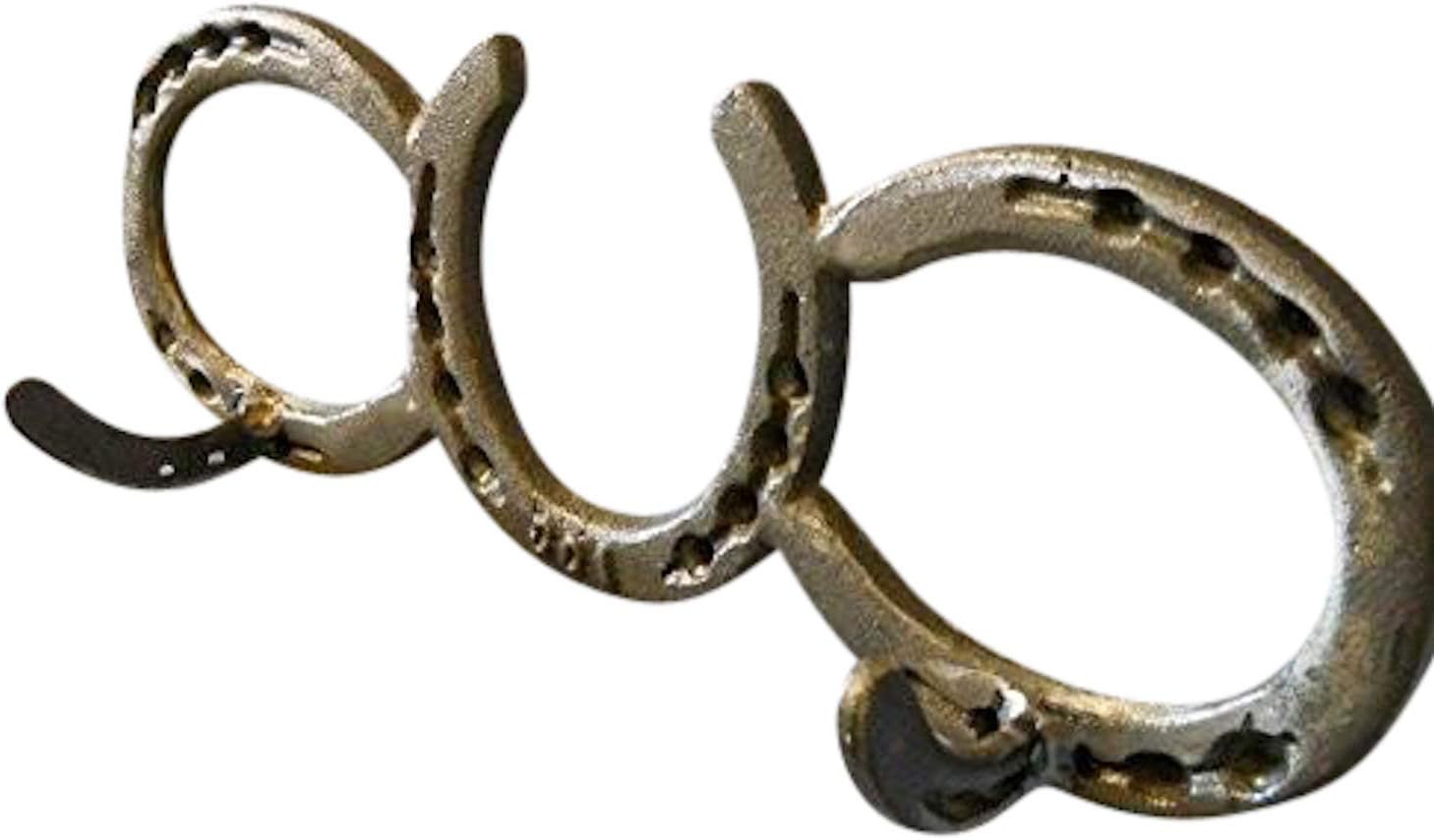 Horseshoe Coat Rack 2 Hook Cast iron western decor tack hat wall country