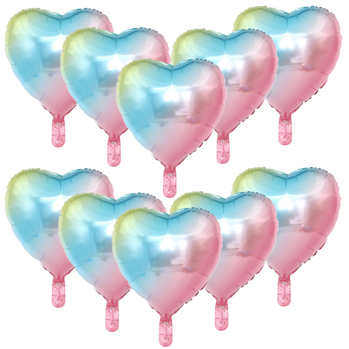 Zhiheng 10pcs Heart Balloos for Party Decoration,18inch Heart Shaped Foil Balloons for Birthday,Christmas,Graduation,Wedding Party Accessories (Rainbow)