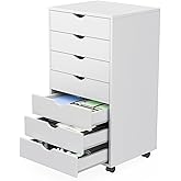 Sweetcrispy 7 Drawer Chest Mobile Storage Cabinets, White