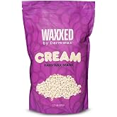 WAXXED Cream Hard Wax Beads 2.2 lb, Hair Removal Wax for Sensitive Skin | Titanium Dioxide-Infused Hard Wax, Smooth Application &amp; Clean Removal, Low-Temp Wax Beads, Sensitive Skin, Salon &amp; Home Use