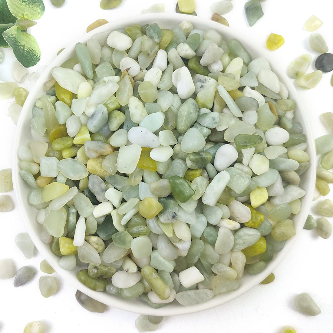 Photo 1 of YISZM 2LB Succulent and Cactus Jade Pebbles, 3/8 Inch Natural Decorative Polished Stones, River Rocks for Indoor Plants, Vases, Planters and Outdoor Gardening