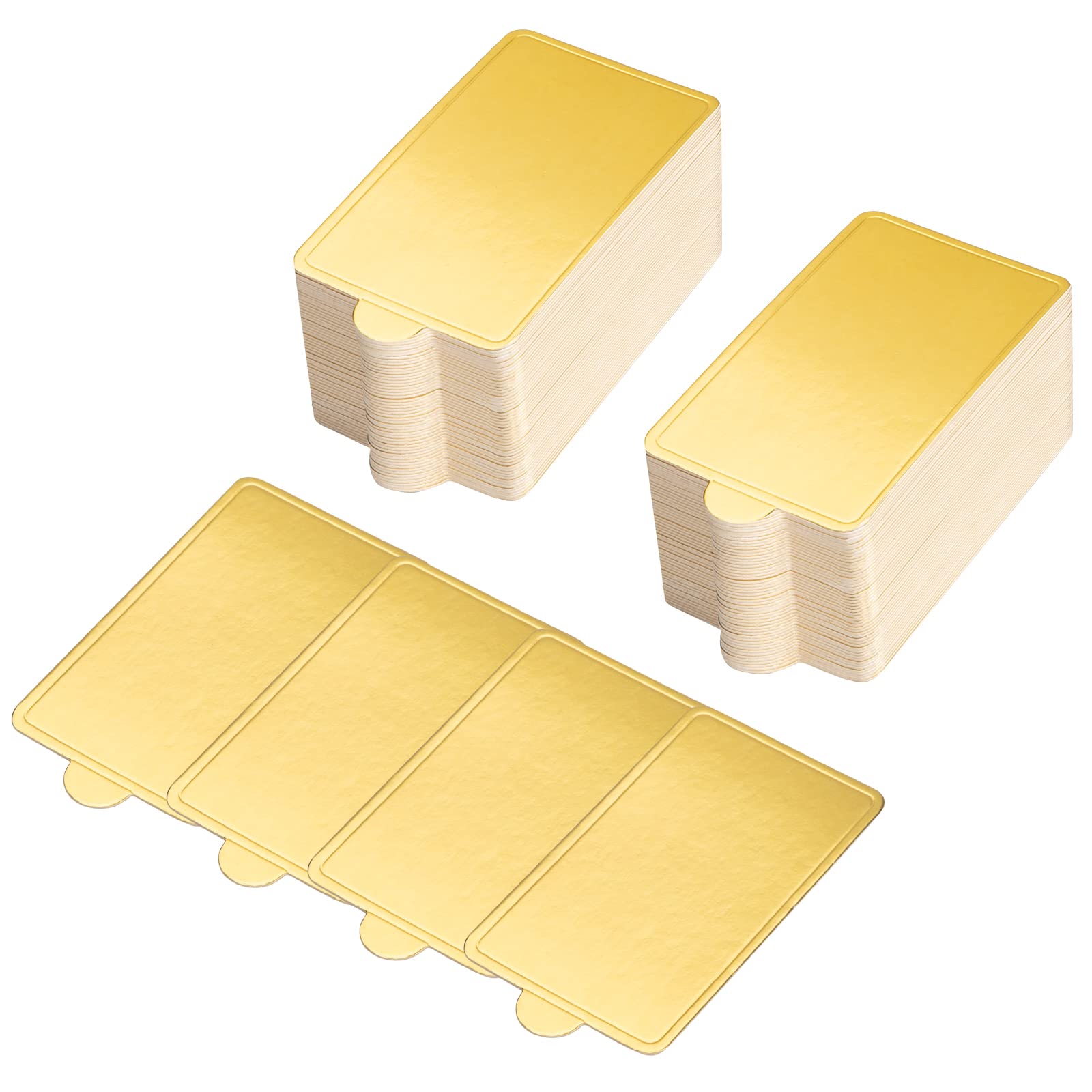 MengH-SHOP Cake Boards Rectangle Mousse Cake Cardboard Gold Cupcake Cake Base Dessert Displays Tray for Dessert Buffet, Wedding, Parties, Cake Pastry Cup 100 Pieces (DGDT01_CFX_100)
