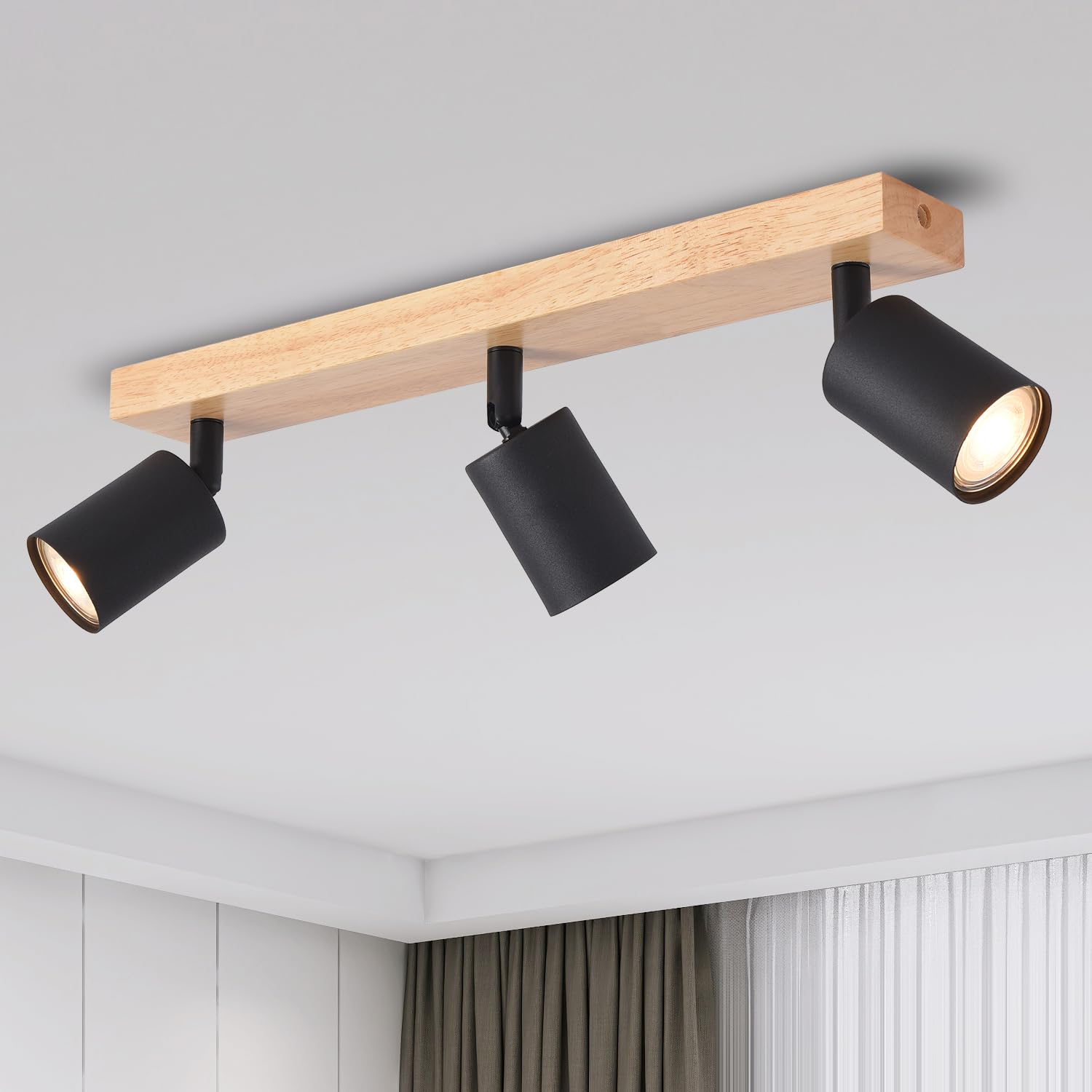 ANWIO Black Ceiling Light,Spot Light Ceilings,Bedroom Kitchen Spotlights Ceiling Lights with GU10 Bases,3 Way Lights Fittings Ceilings for Living Room (EUS-EA19, NO Bulbs)