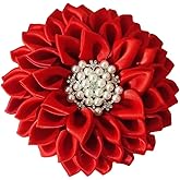 Red 4.5" Sorority Paraphernalia Flower Brooch Pin for Women, Greek Organization, Delta Sigma Theta Sorority Inspired for D9 Events, Conferences, Luncheons, J13, National Sorority of Phi Delta Kappa (NSPDK) lapel pin