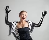 SATINIOR Satin Wet Look Gloves and Thigh High Stockings Set Black view 4
