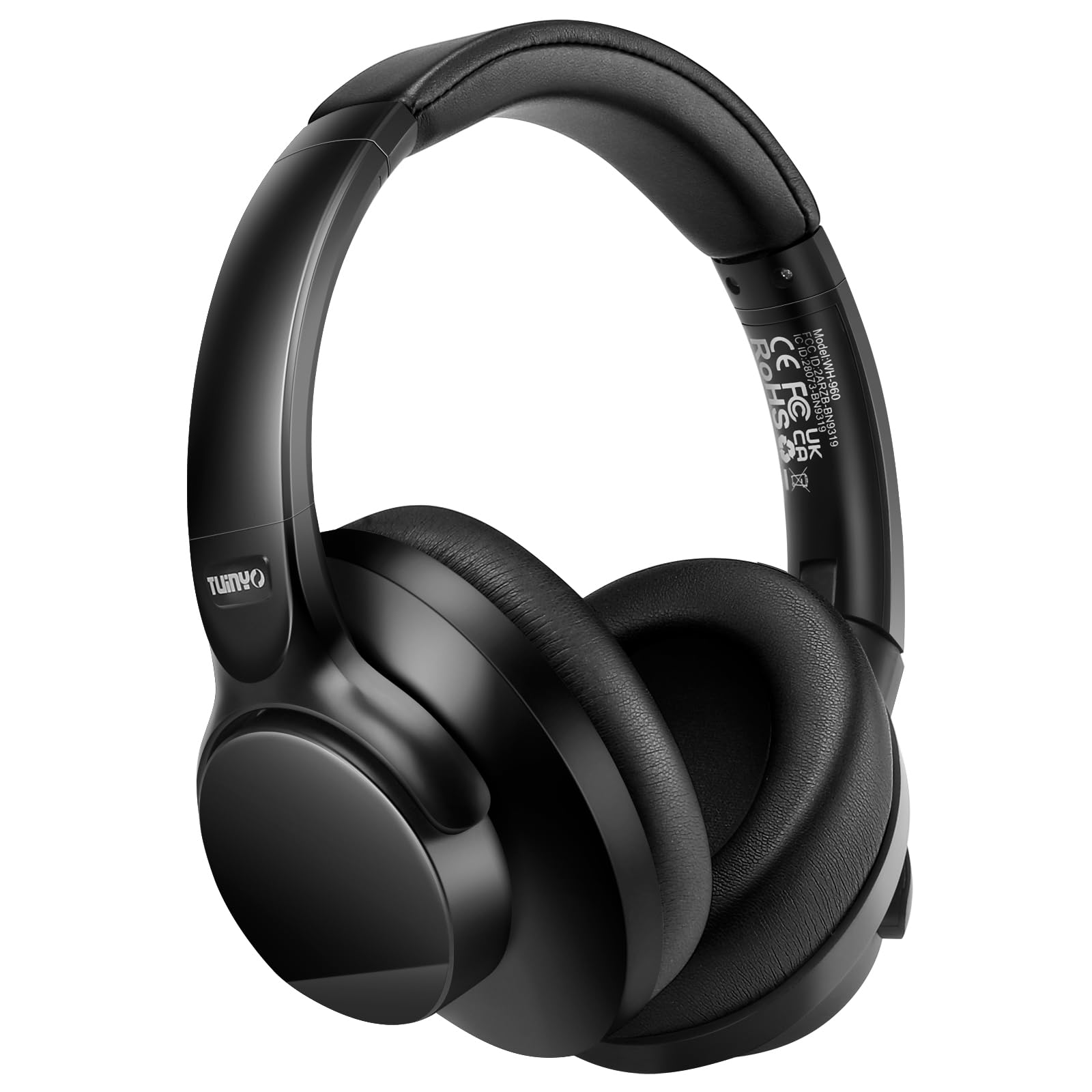 TUINYO Wireless Headphones - Noise Cancelling Over Ear Bluetooth Headphones with 60H Playtime, Deep Bass Hi-Fi Stereo Sound & Comfortable Earpads for Travel, Home and Office-Black
