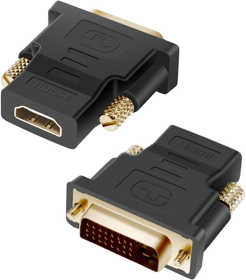Zacro 2 Pcs Adaptateur DVI HDMI, 1080P Full HD Connecteur DVI D 24+1 ...